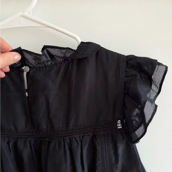 J.CREW Flutter-sleeve top in cotton-silk voile in Black Large - Picture 6 of 7